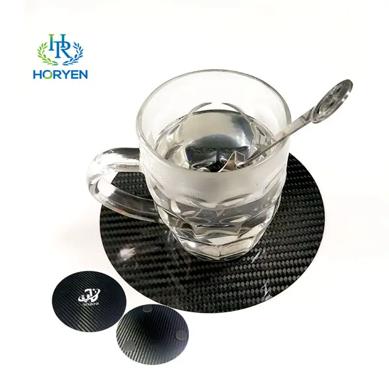 High-end Luxury Round Carbon Fiber Tea Cup Coaster Parts