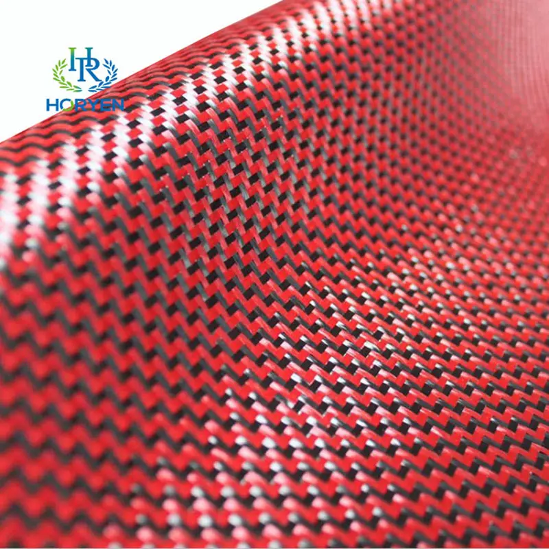 Colorful Red Blue W Carbon Aramid Fiber Fabric For Sale