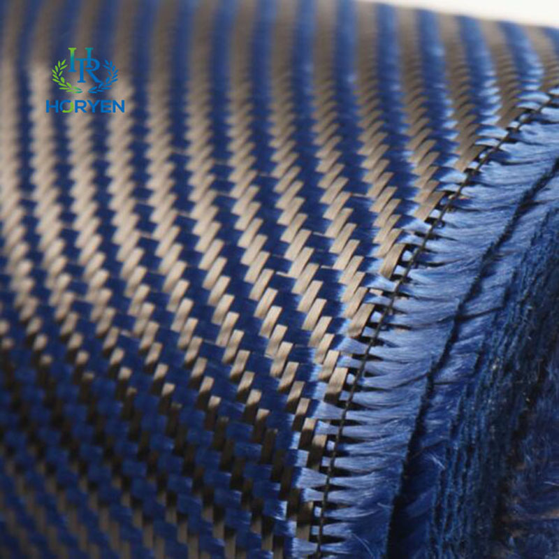 Fireproof Twill Plain Blue Aramid Carbon Fiber Hybrid Cloth